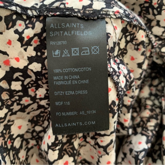 All Saints RARE Y2K Spitalfields Ditzy Ezra Floral Parachute Skirt Dress Size 10 - Picture 10 of 11